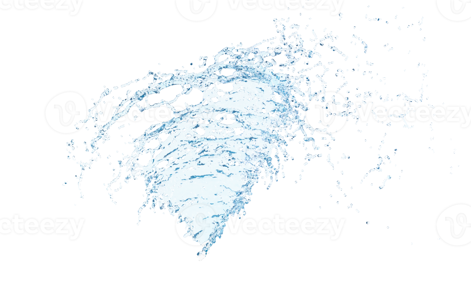 3d água azul clara espalhada, respingos de água transparentes, ilustração de renderização 3d png