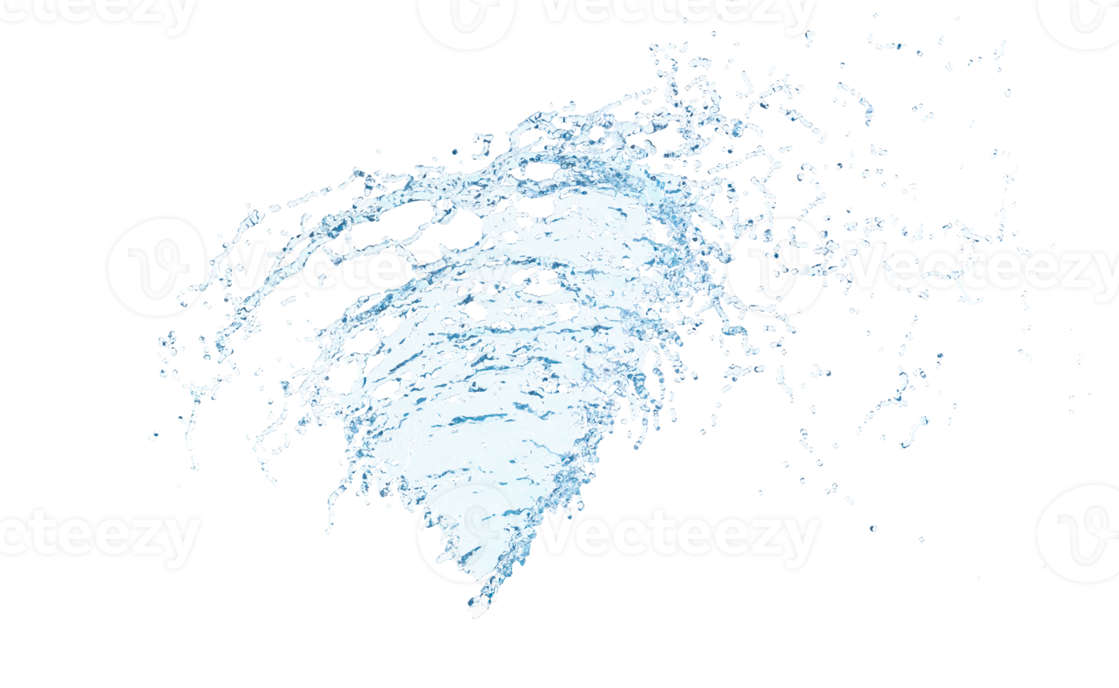 3D klares blaues Wasser verstreut, Wasserspritzer transparent, 3D-Darstellung png