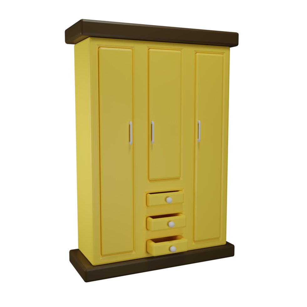 3D Lowpoly gelber Schrank png