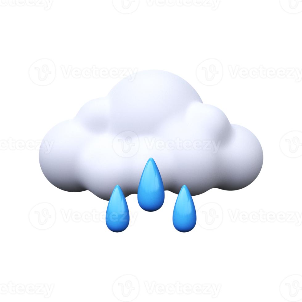 Weather rain. Weather forecast icon. Meteorological sign. 3D render png