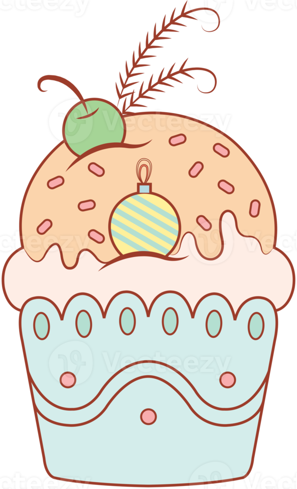 Christmas cupcakes set png