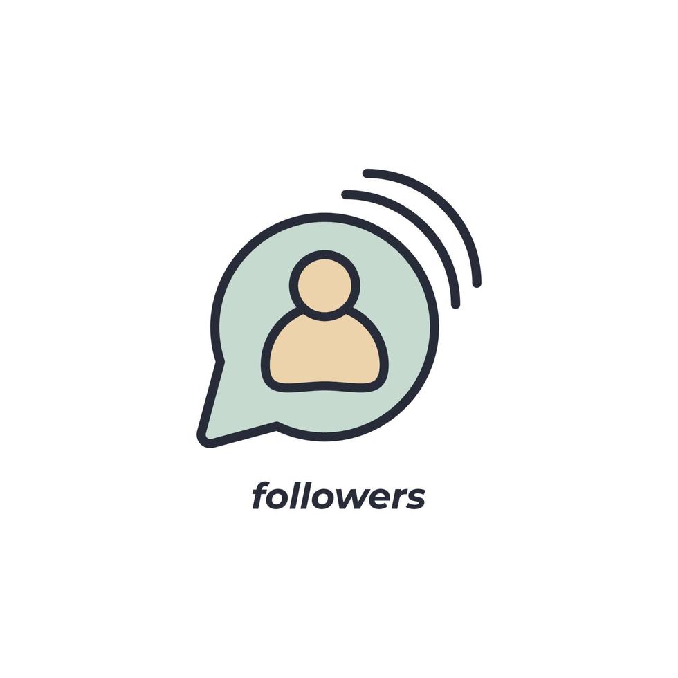 Vector sign of followers symbol is isolated on a white background. icon color editable.