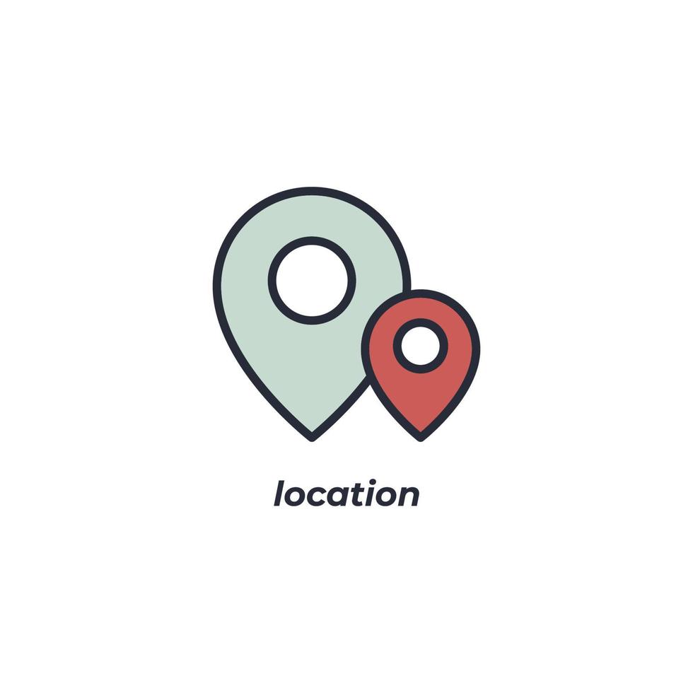 Vector sign of location symbol is isolated on a white background. icon color editable.