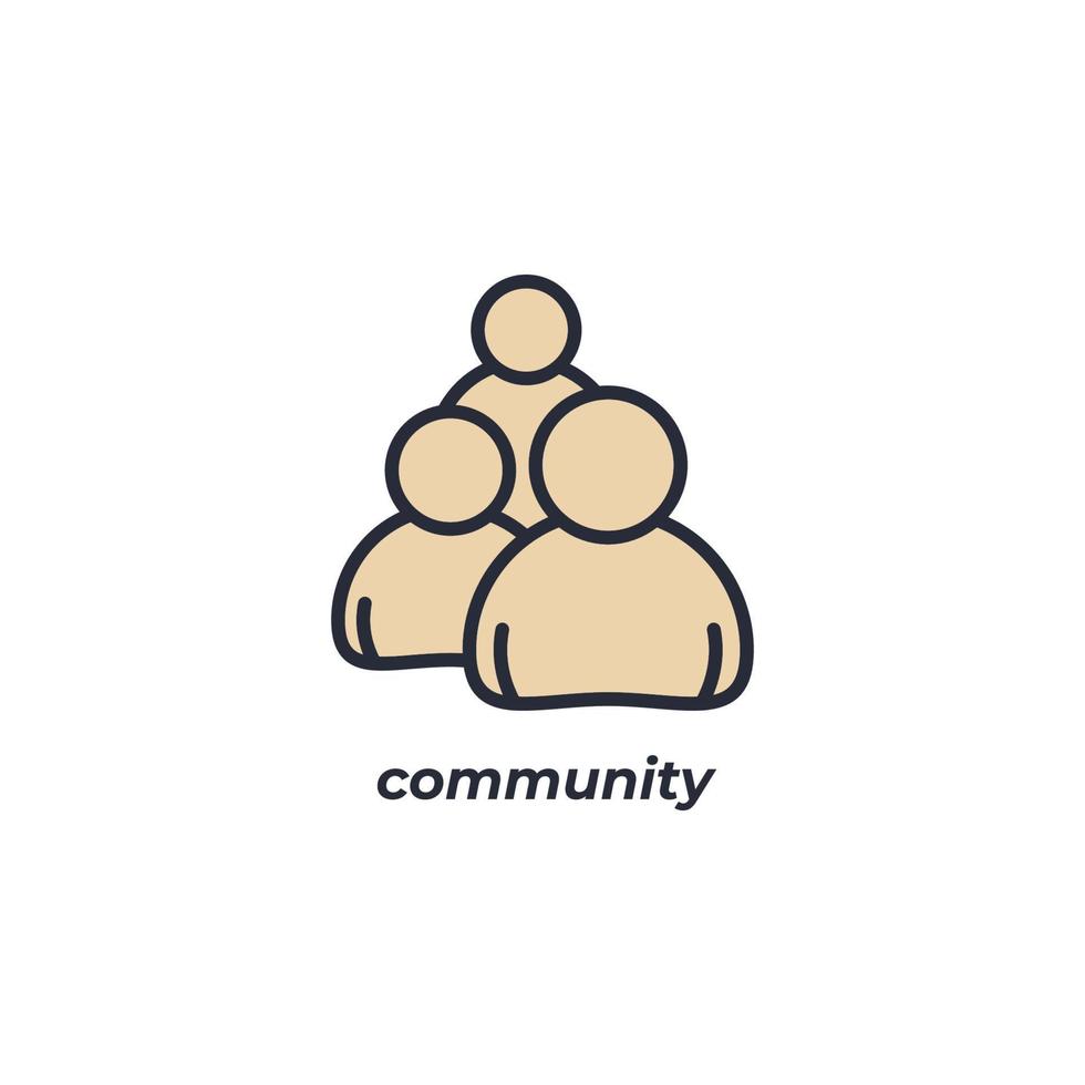 Vector sign of community symbol is isolated on a white background. icon color editable.