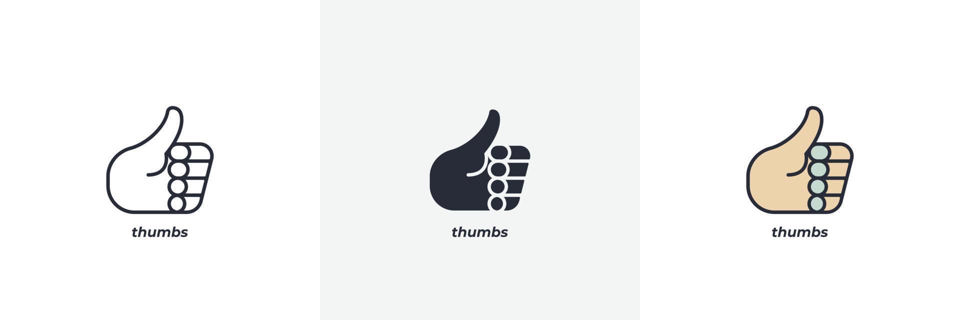 thumbs icon. Line, solid and filled outline colorful version, outline and filled vector sign. Idea Symbol, logo illustration. Vector graphics