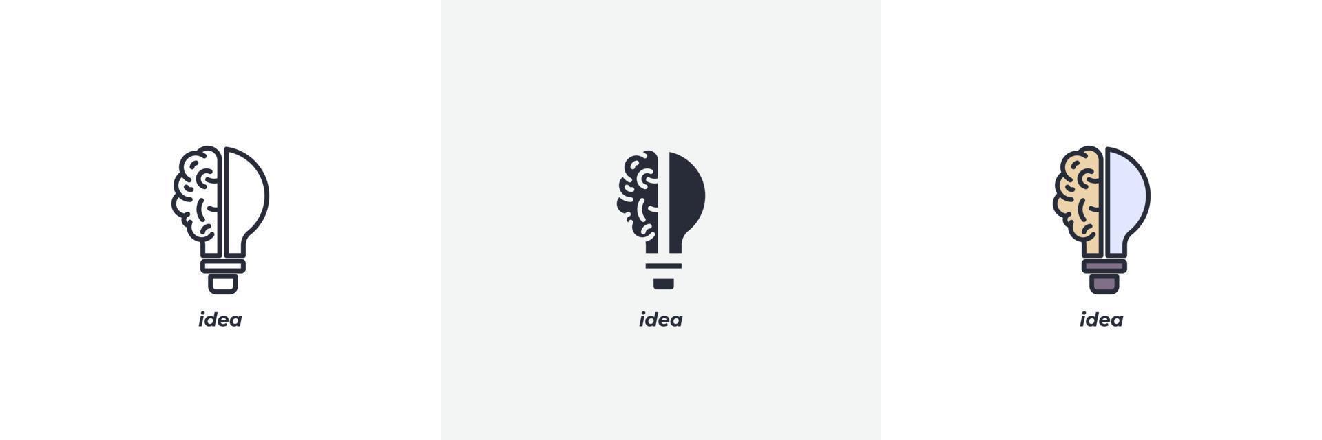 icono de idea. línea, contorno sólido y relleno versión en color, contorno y signo de vector relleno. símbolo de idea, ilustración de logotipo. gráficos vectoriales