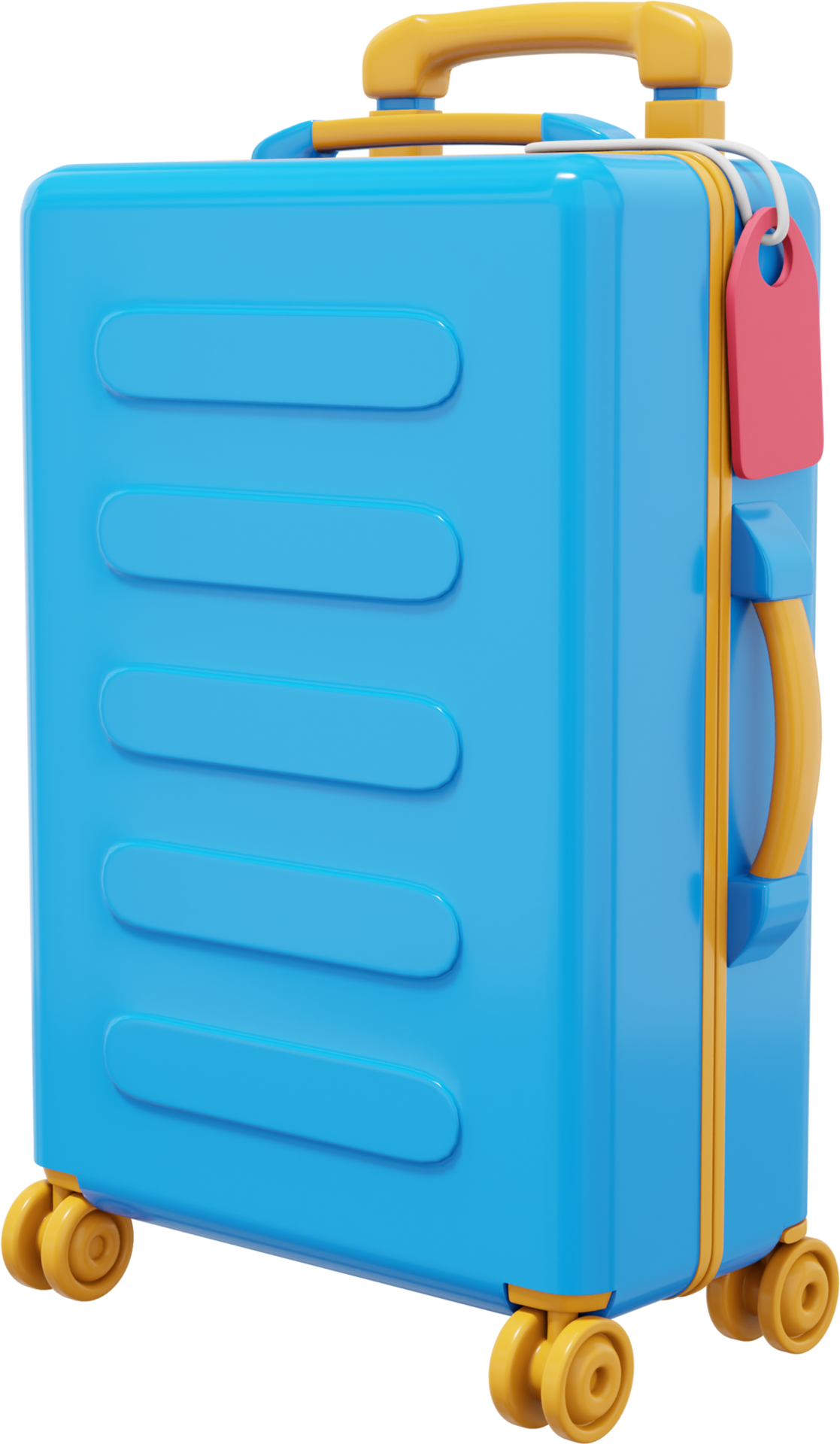 Free Travel blue suitcase on wheels with a handle. PNG icon on