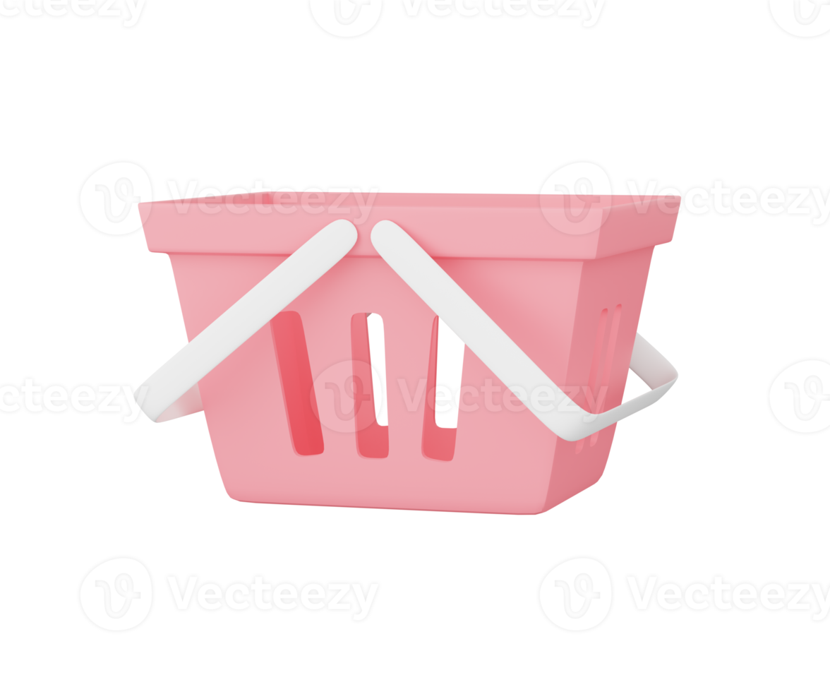 3D shopping cart. Online shopping. 3D rendering png