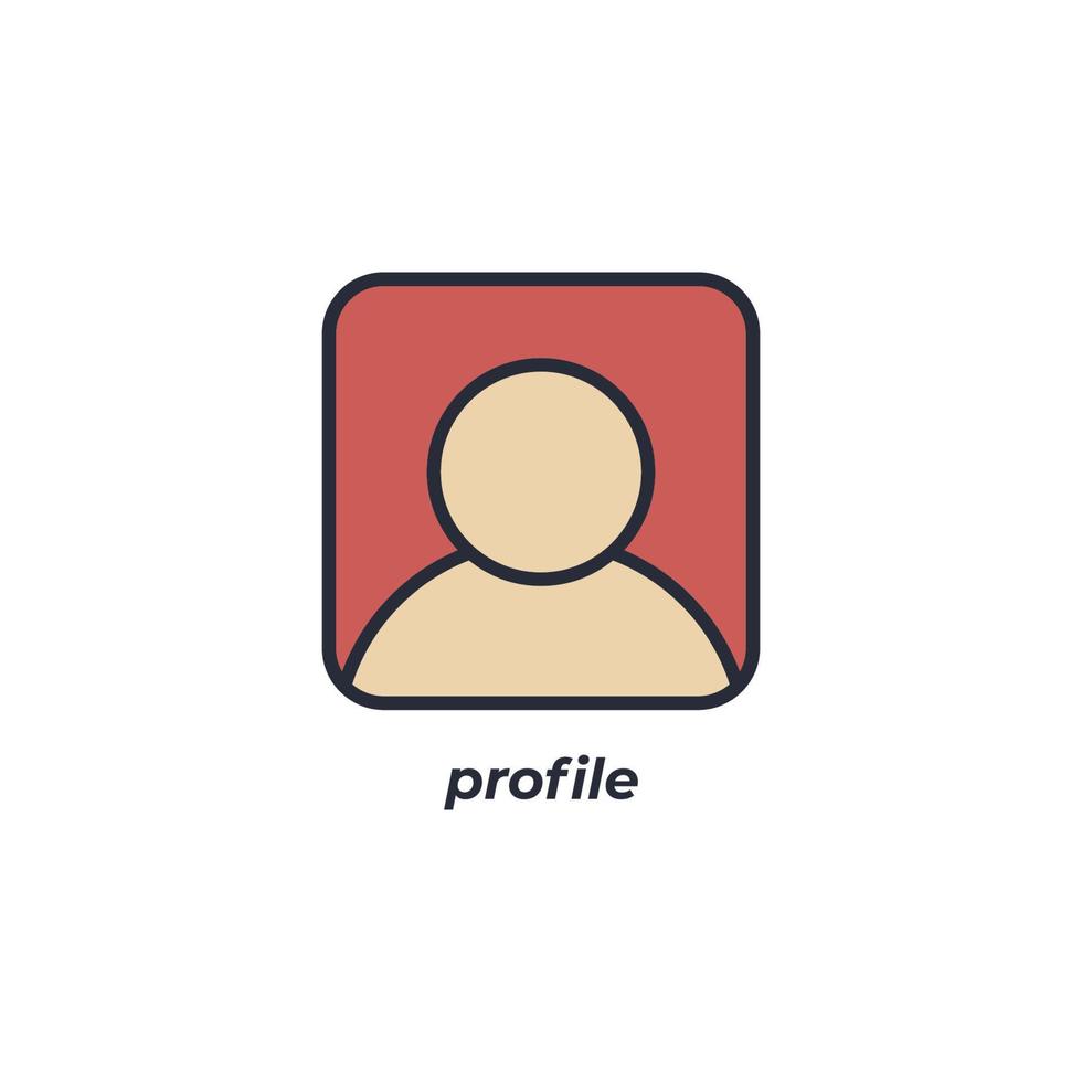 Vector sign of profile symbol is isolated on a white background. icon color editable.