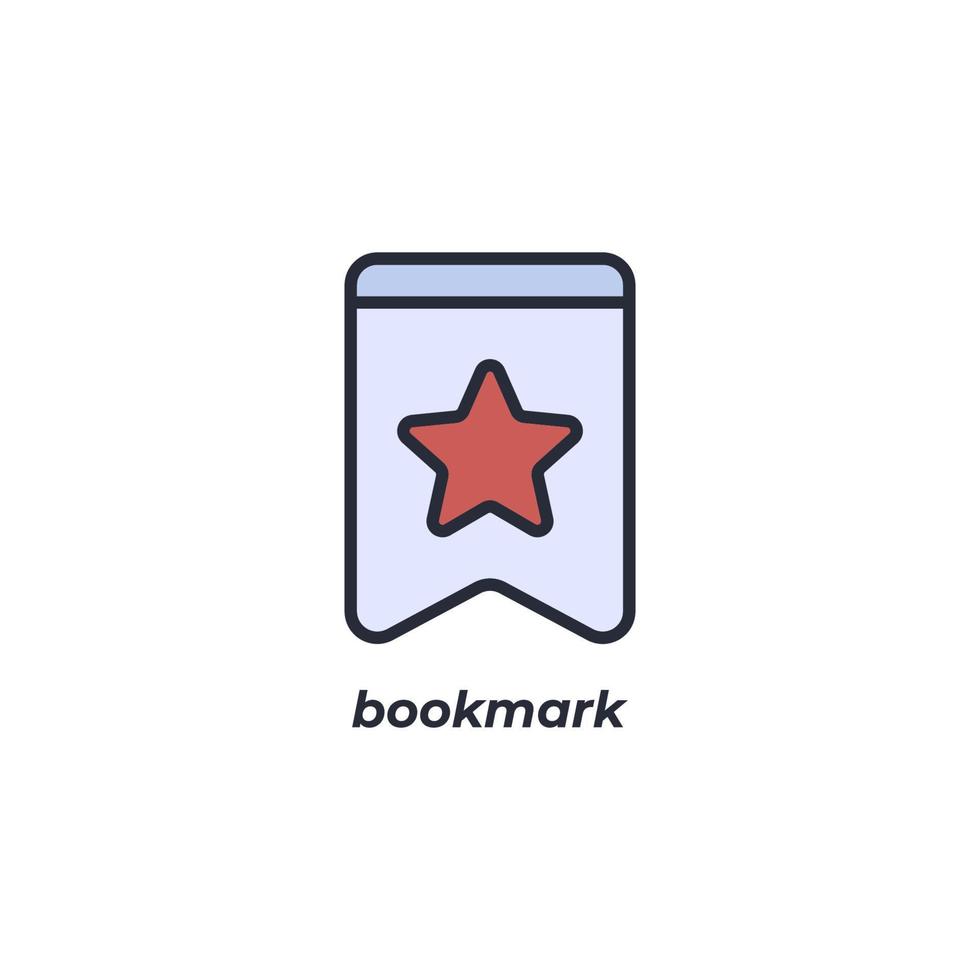 Vector sign of bookmark symbol is isolated on a white background. icon color editable.
