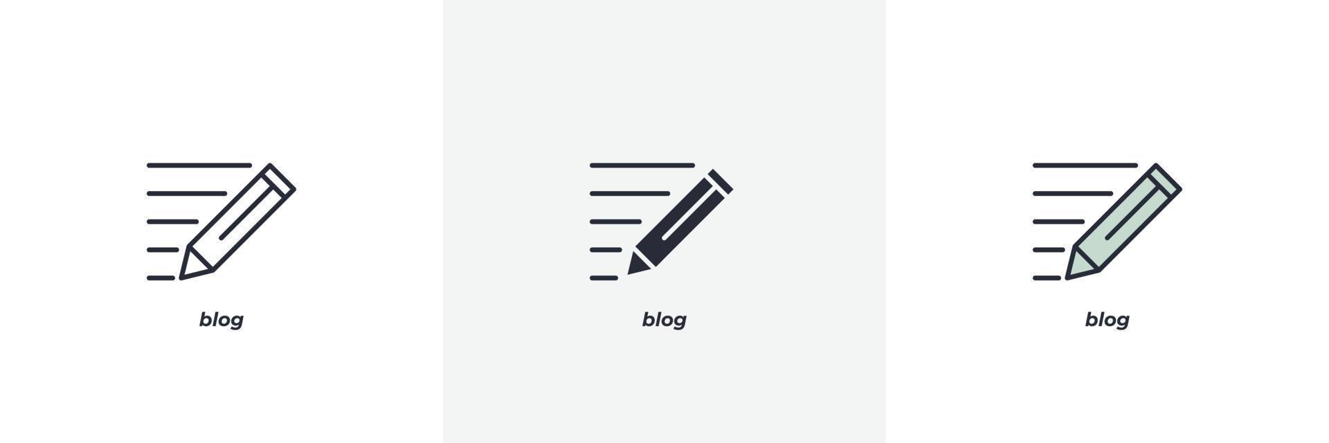 icono de blog línea, contorno sólido y relleno versión en color, contorno y signo de vector relleno. símbolo de idea, ilustración de logotipo. gráficos vectoriales