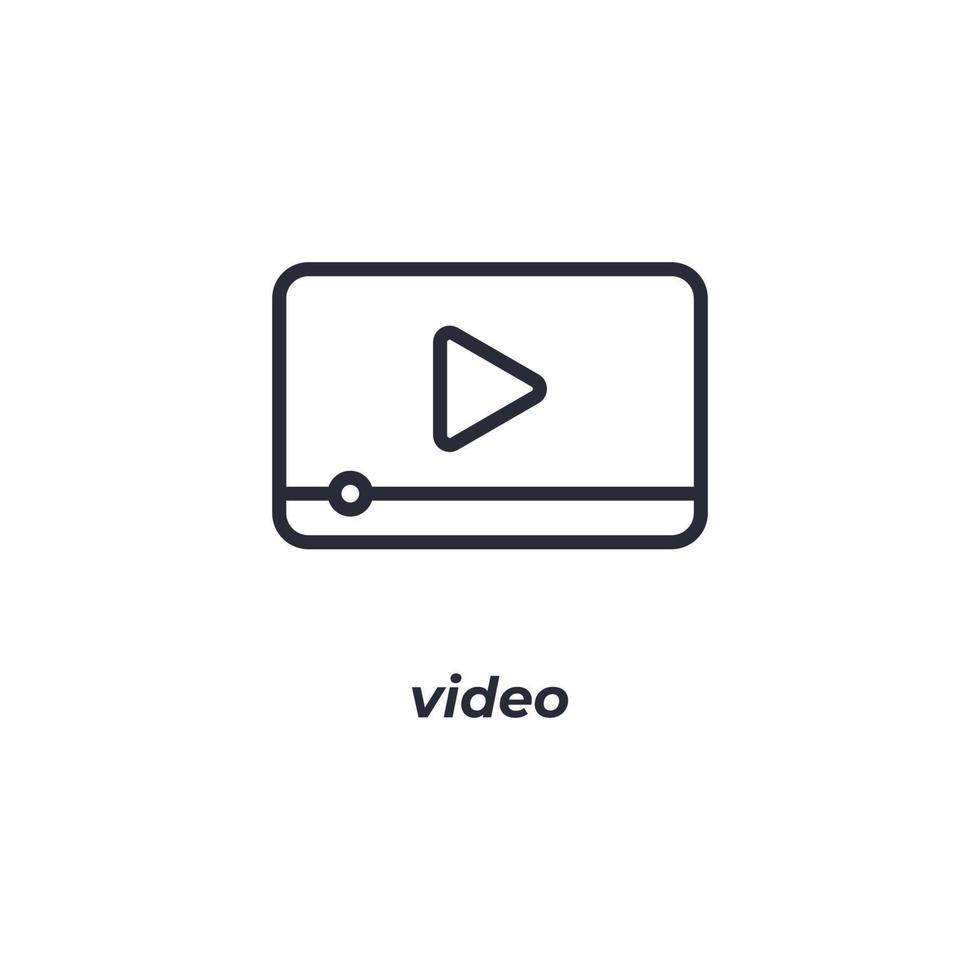 Vector sign of video symbol is isolated on a white background. icon color editable.