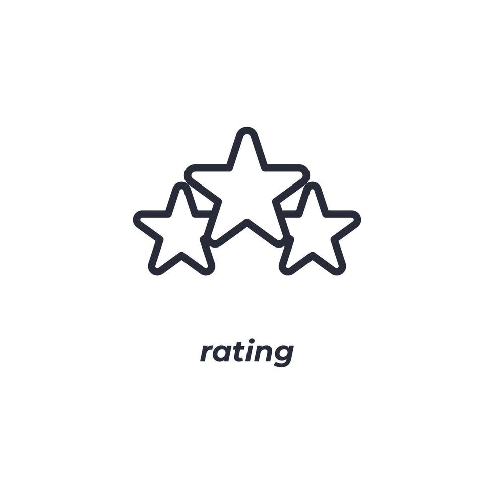 Vector sign of rating symbol is isolated on a white background. icon color editable.