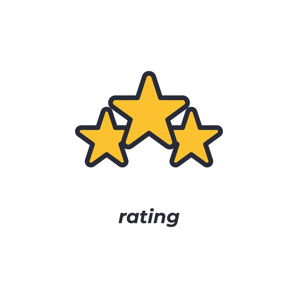 Vector sign of rating symbol is isolated on a white background. icon color editable.