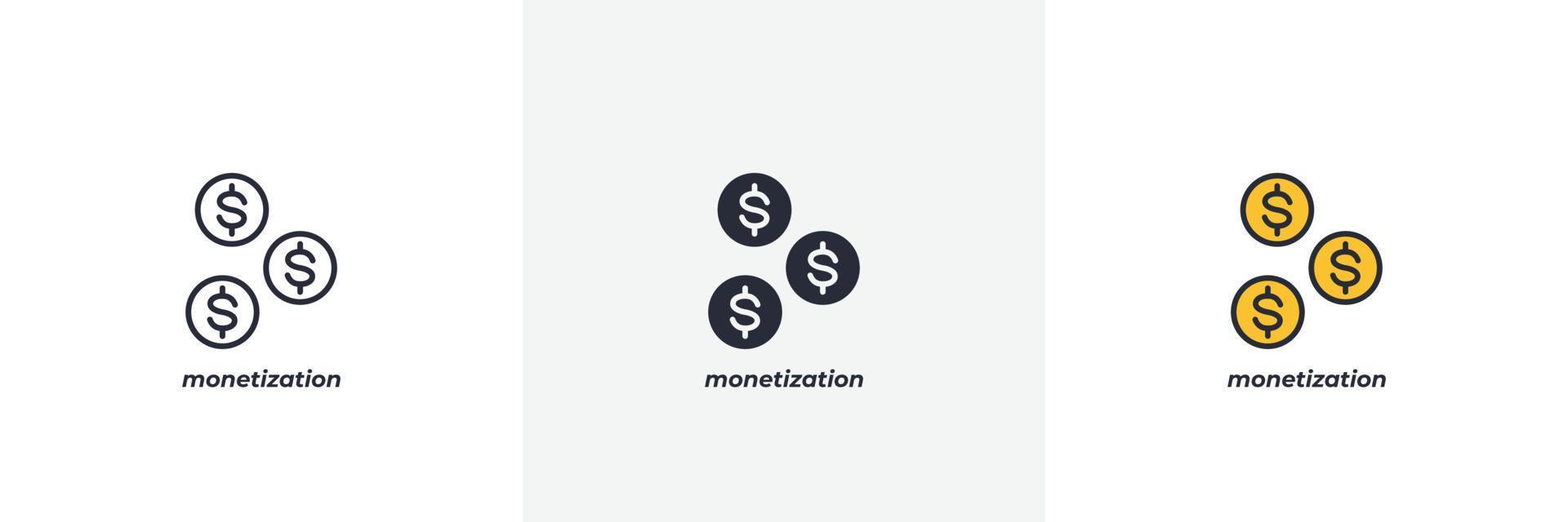 monetization icon. Line, solid and filled outline colorful version, outline and filled vector sign. Idea Symbol, logo illustration. Vector graphics