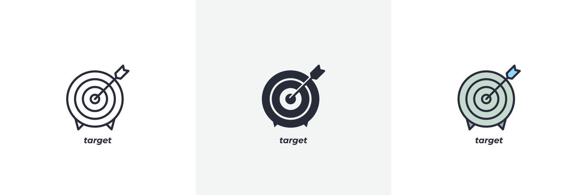 target icon. Line, solid and filled outline colorful version, outline and filled vector sign. Idea Symbol, logo illustration. Vector graphics