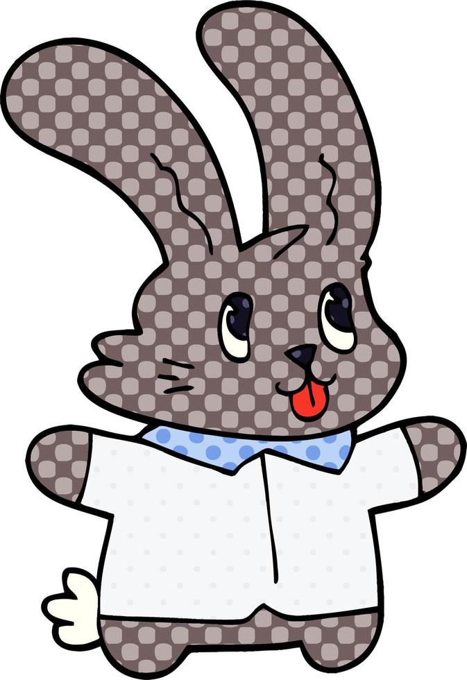 cartoon doodle happy rabbit vector