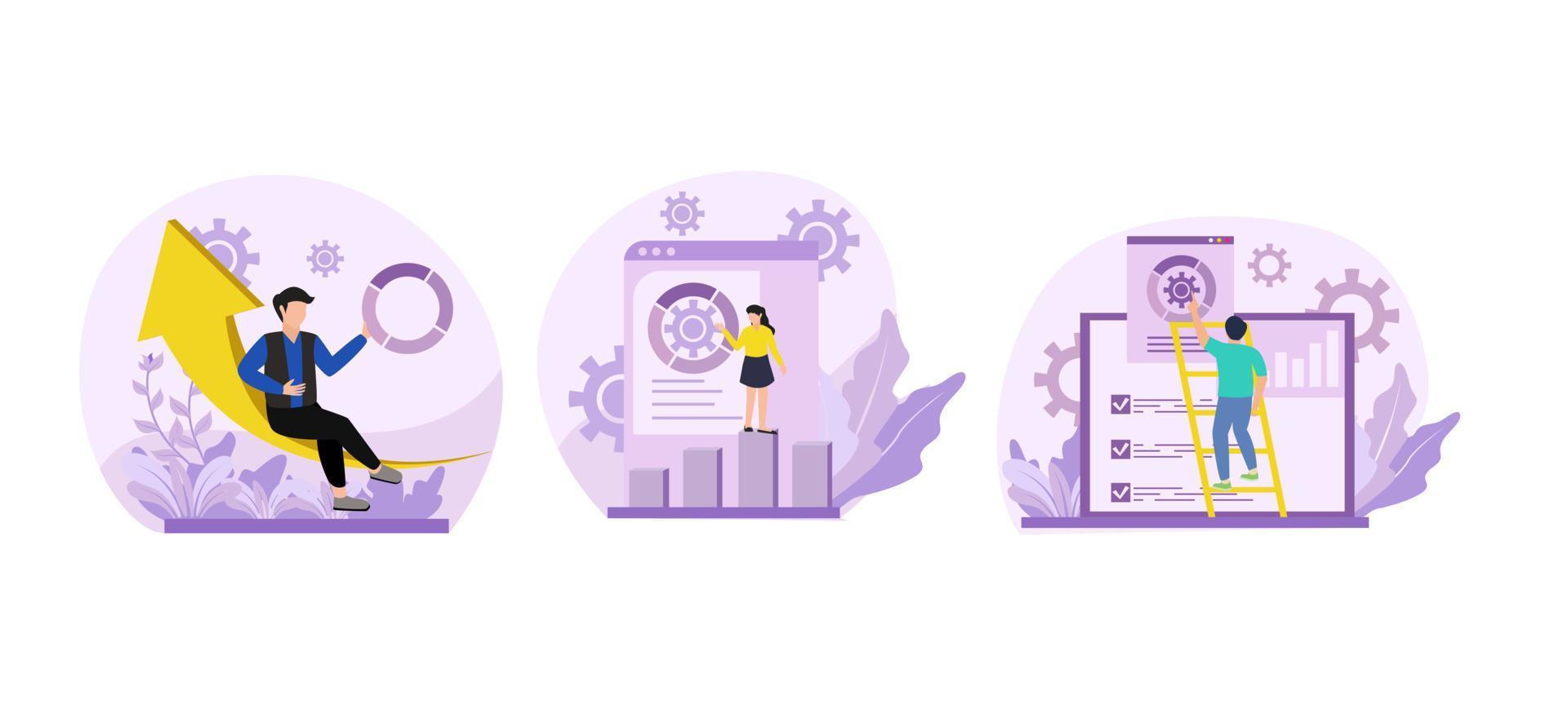 Flat Bundle Business Purple Design Illustration vector