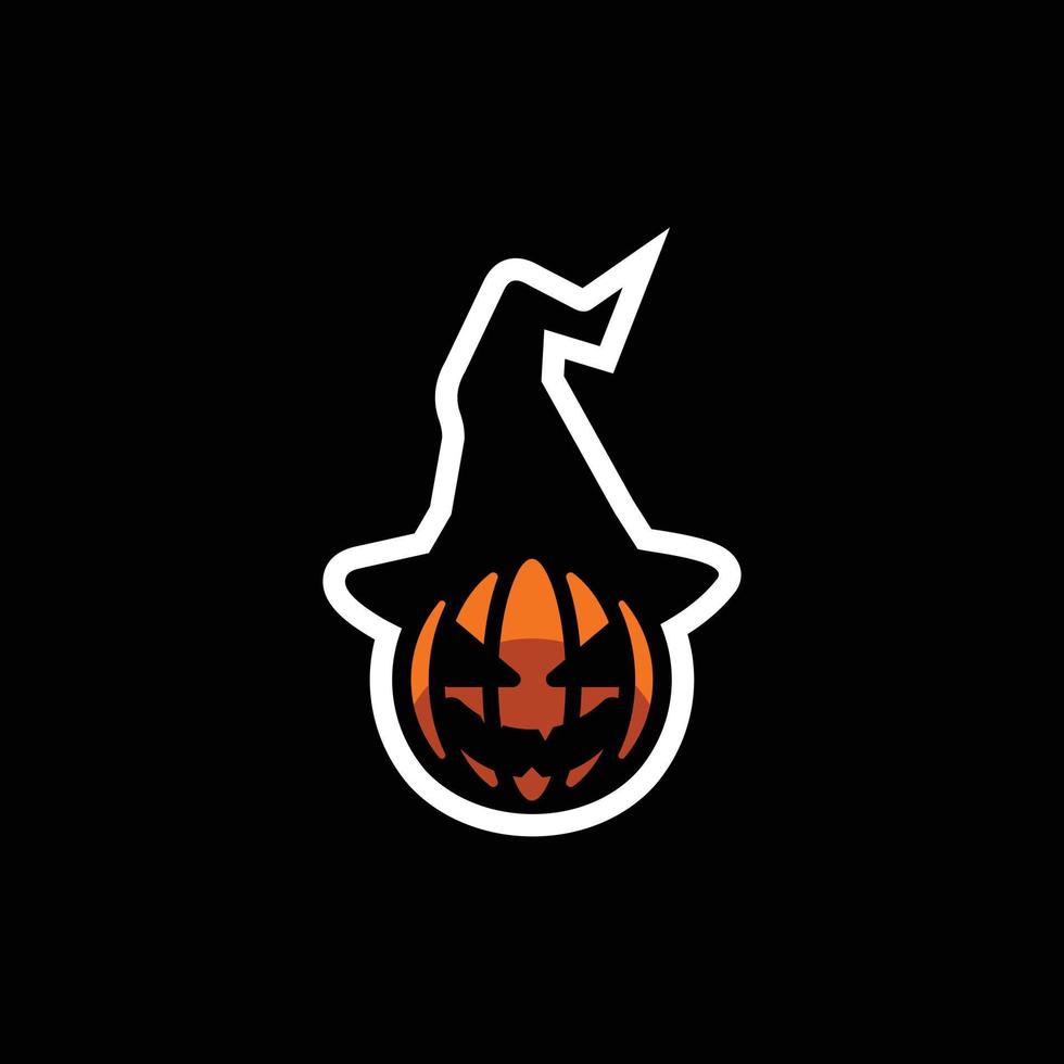 Wizard Pumpkin Scary Illustration Creative Logo vector