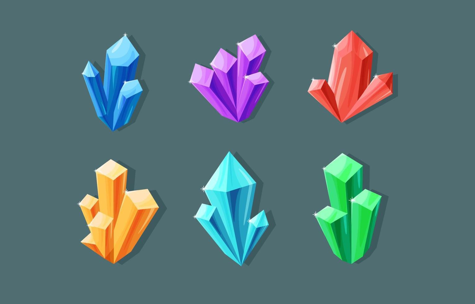 Minimalist Cute Crystal Gemstone Set vector