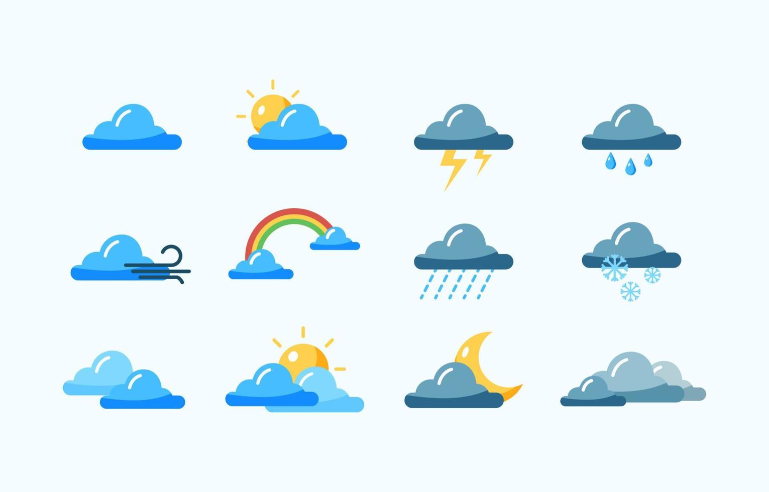 lindo conjunto de iconos de clima nublado vector