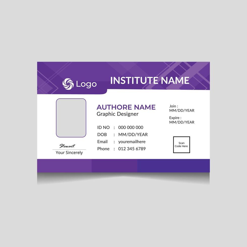 Id Card One Side Design Template vector