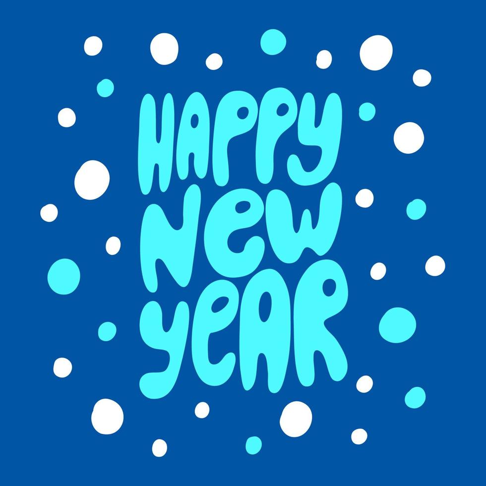 Happy new year lettering with snowflakes vector