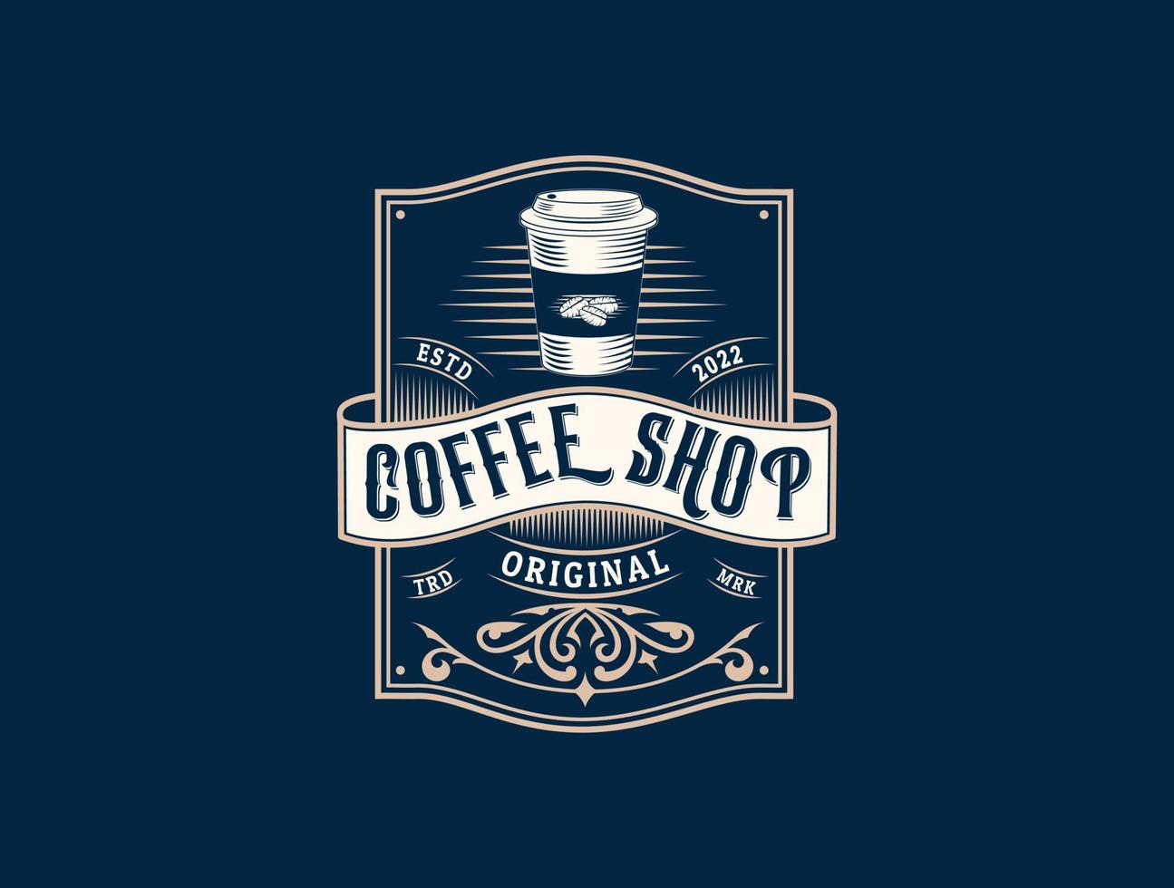 cafetería retro logo estilo vintage vector