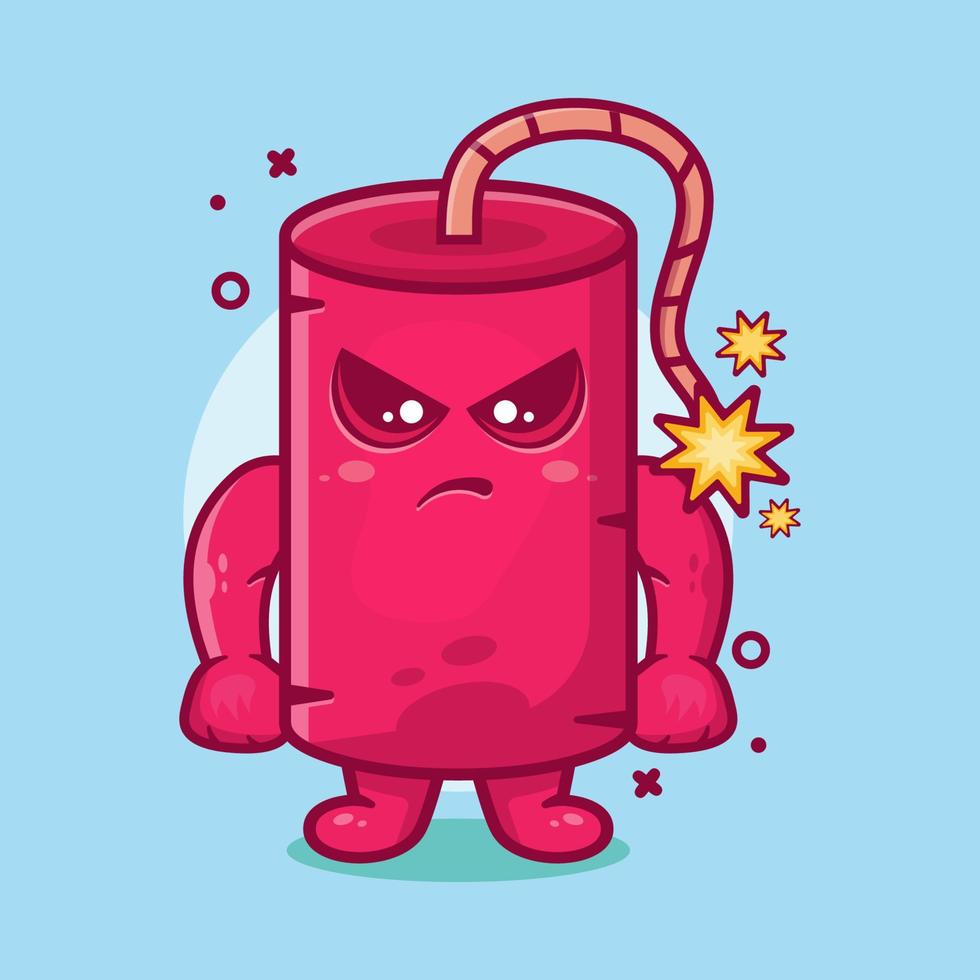 serious dynamite bomb character mascot with angry expression isolated cartoon in flat style design vector