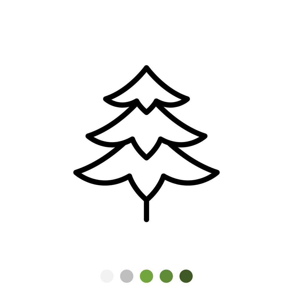 icono de contorno de árbol de pino o árbol de Navidad, vector. vector