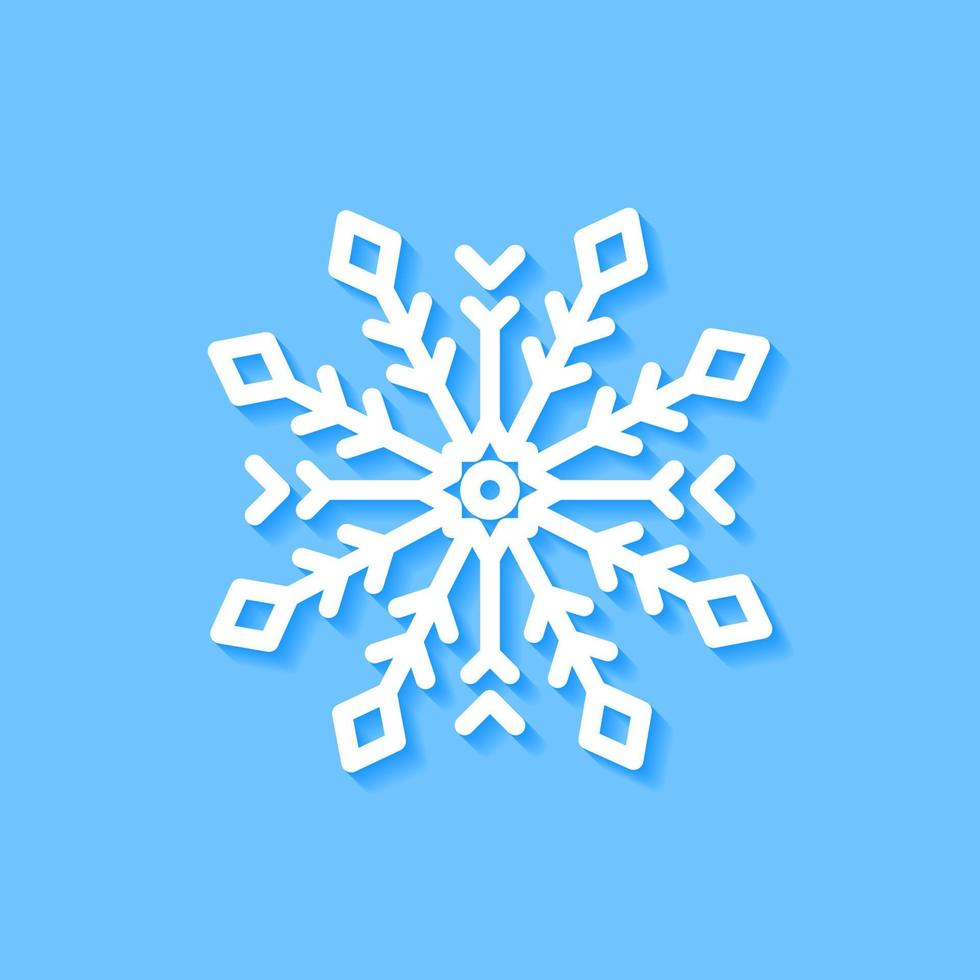 White snowflake icon on blue background, Vector. vector