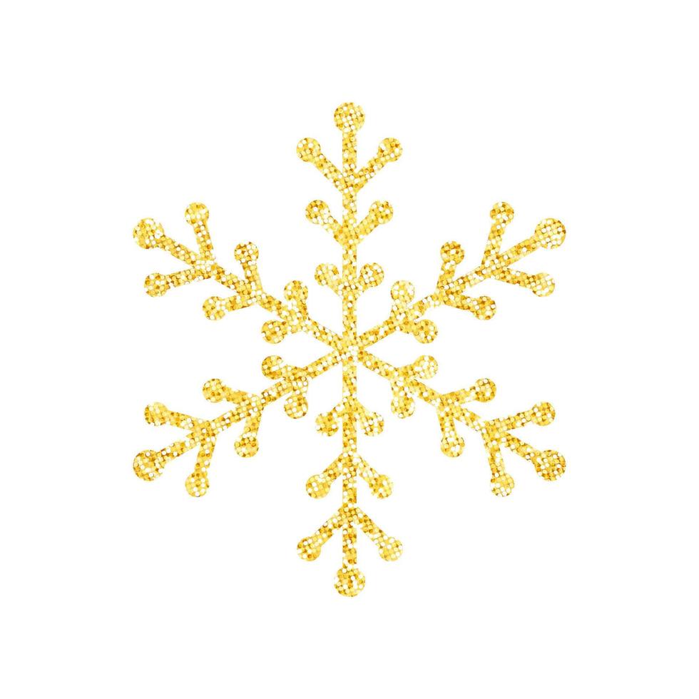 Gold glitter texture snowflake on white background for Christmas tree decoration, Vector, Illustration. vector
