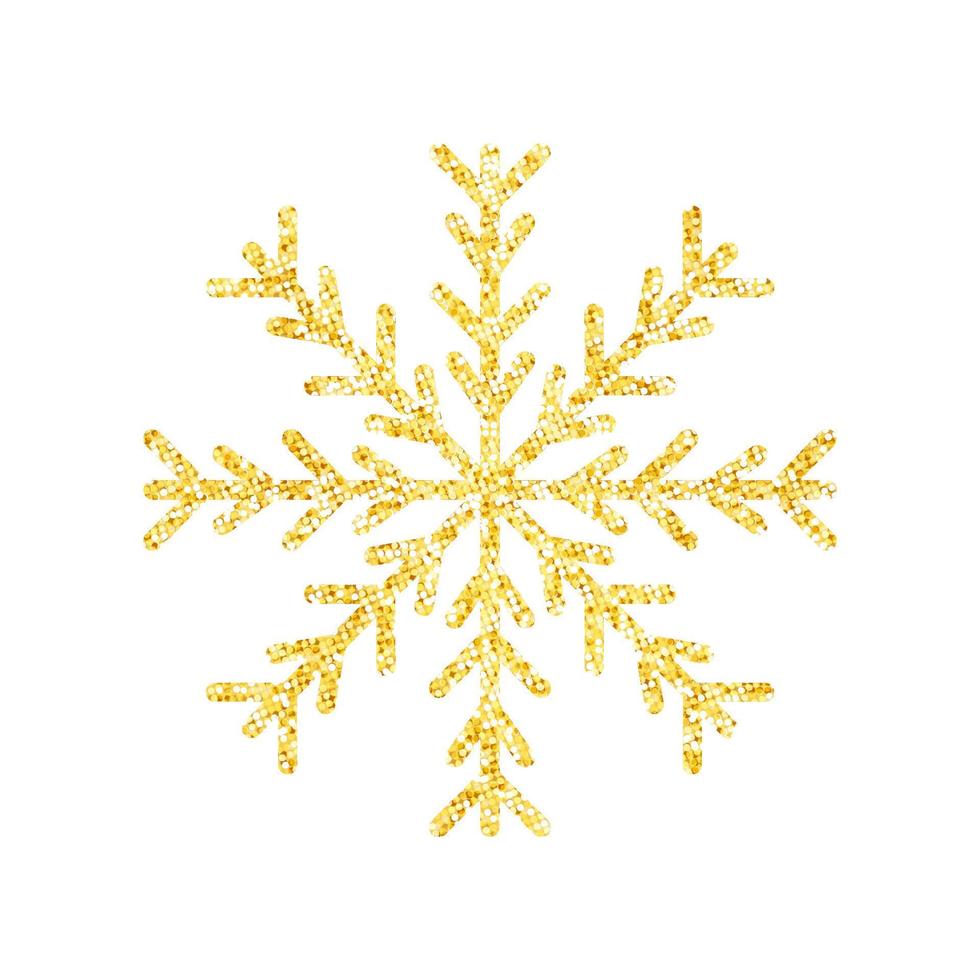 copo de nieve de textura de brillo dorado sobre fondo blanco para la decoración del árbol de navidad, vector, ilustración. vector