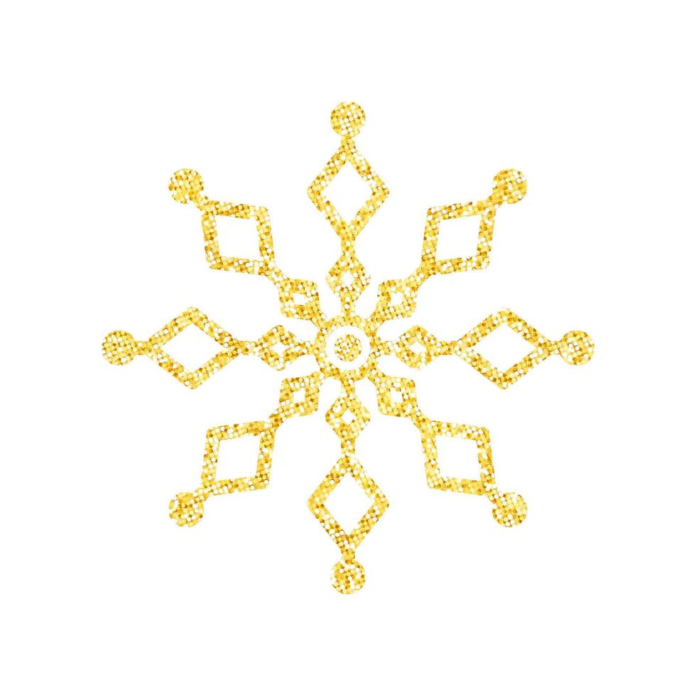 Gold glitter texture snowflake on white background for Christmas tree decoration, Vector, Illustration. vector