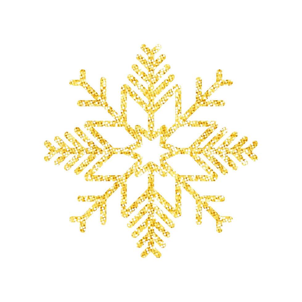 Gold glitter texture snowflake on white background for Christmas tree decoration, Vector, Illustration. vector