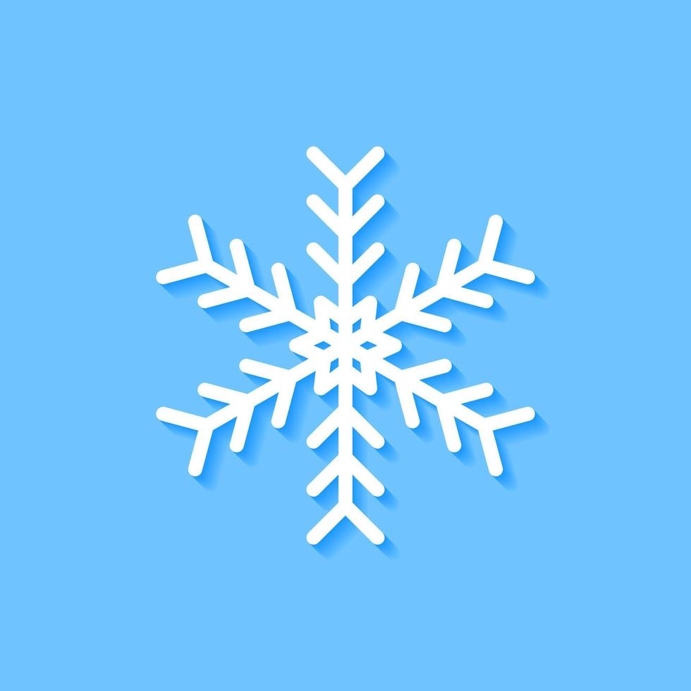 White snowflake icon on blue background, Vector. vector