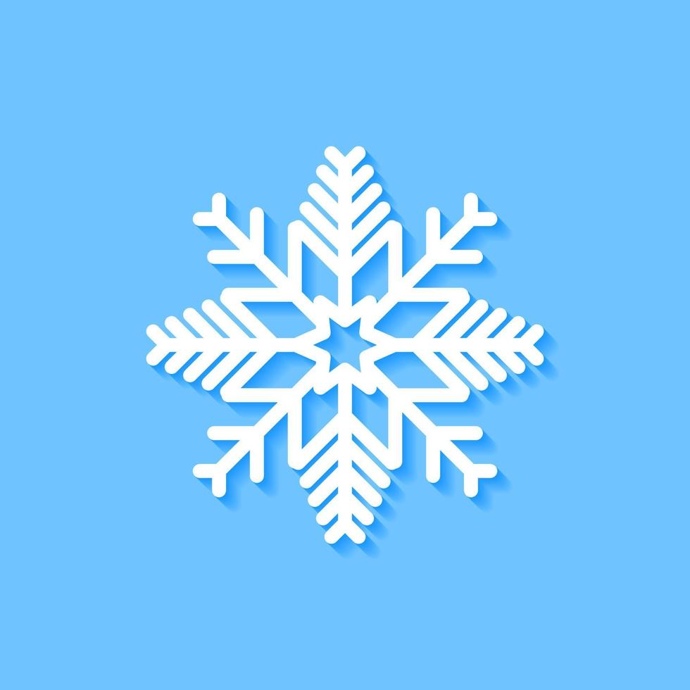 White snowflake icon on blue background, Vector. vector