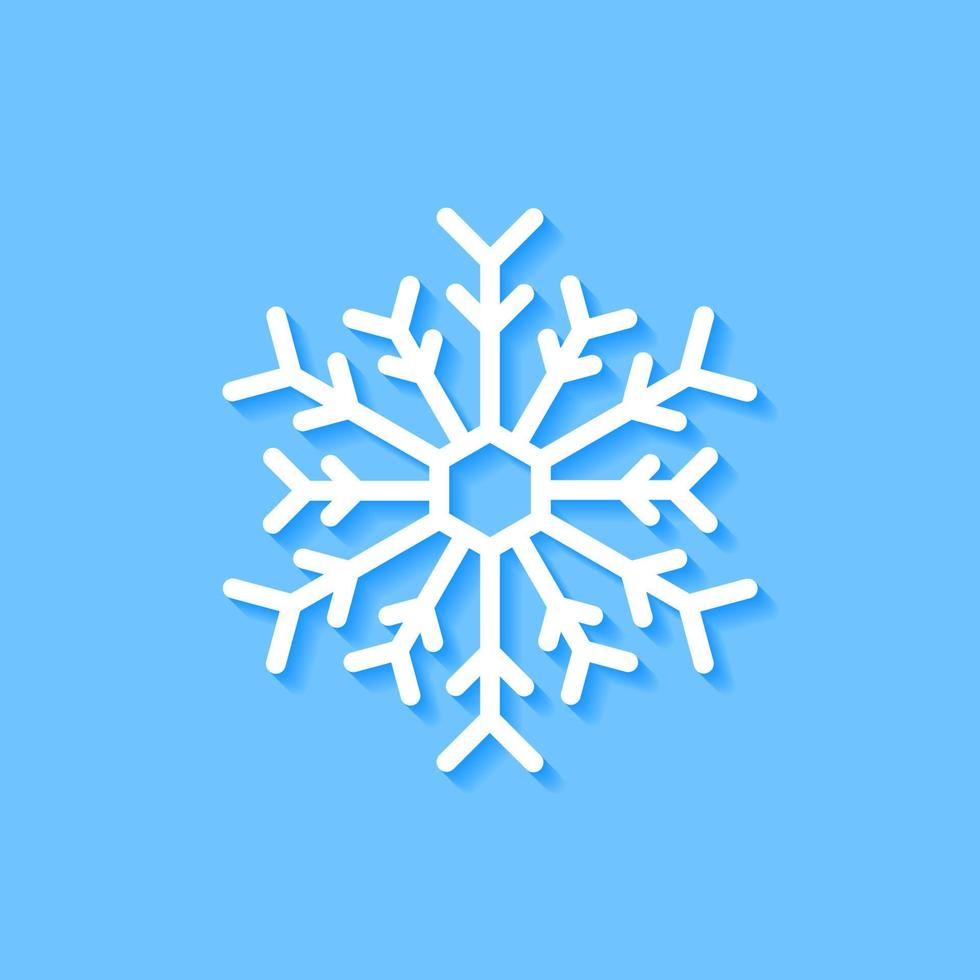 White snowflake icon on blue background, Vector. vector