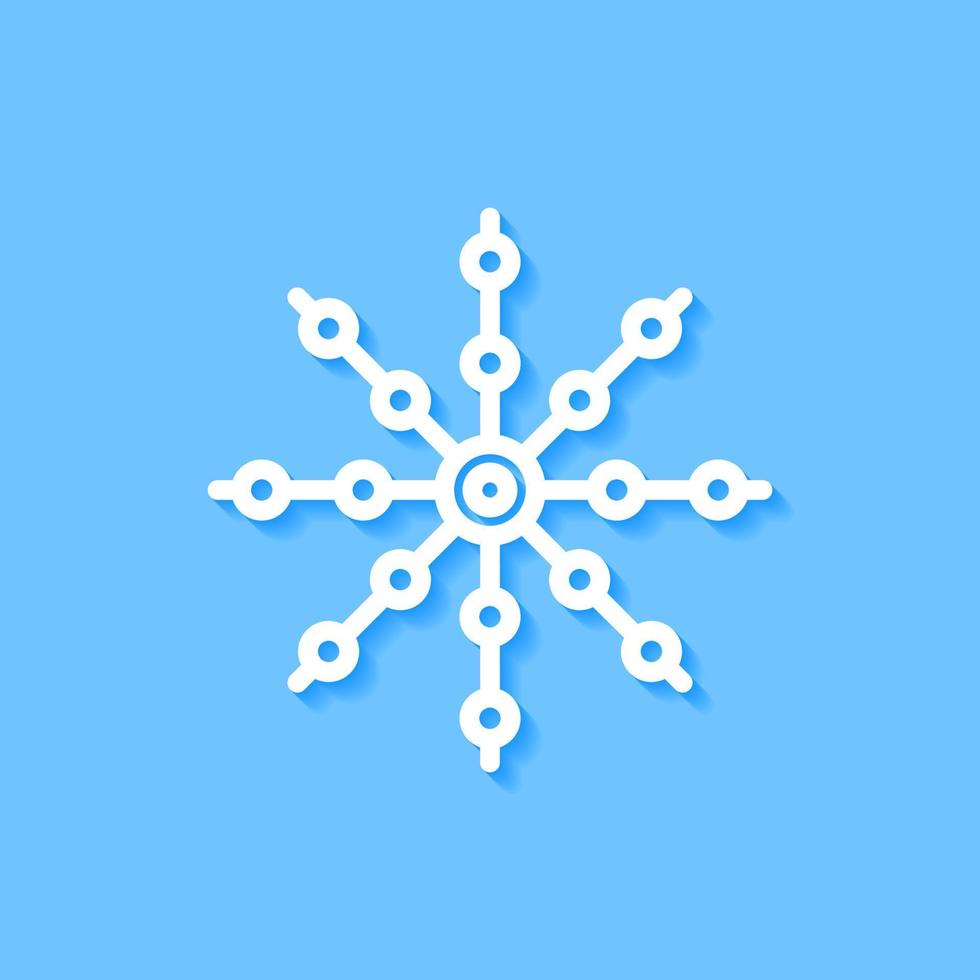 White snowflake icon on blue background, Vector. vector