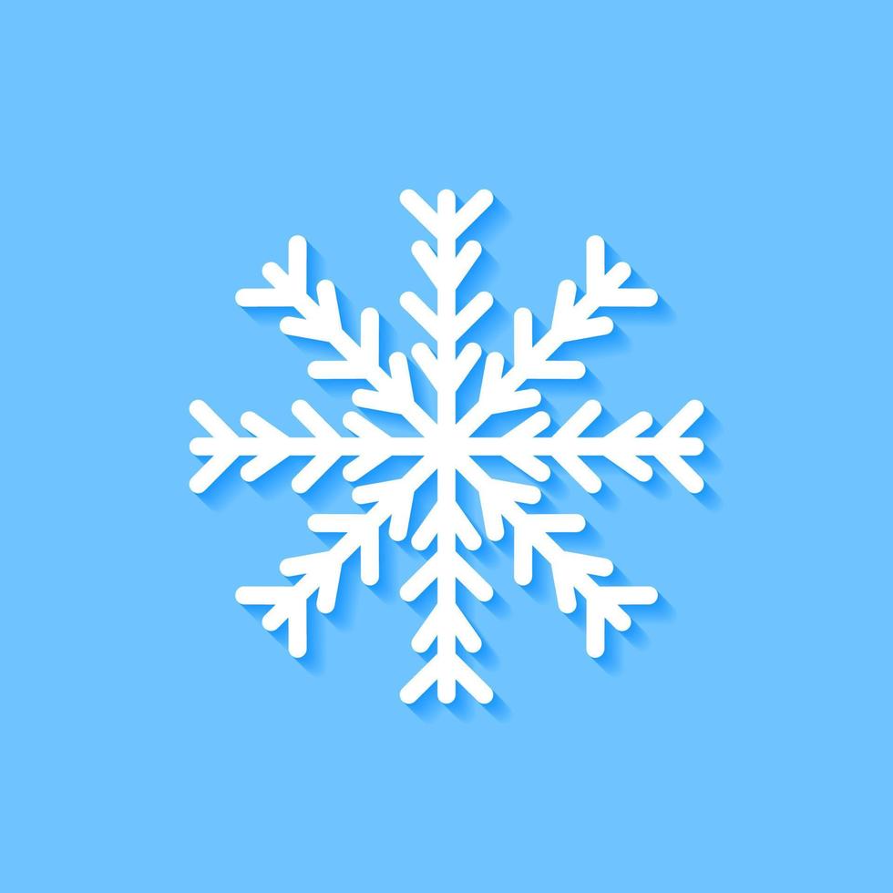 White snowflake icon on blue background, Vector. vector