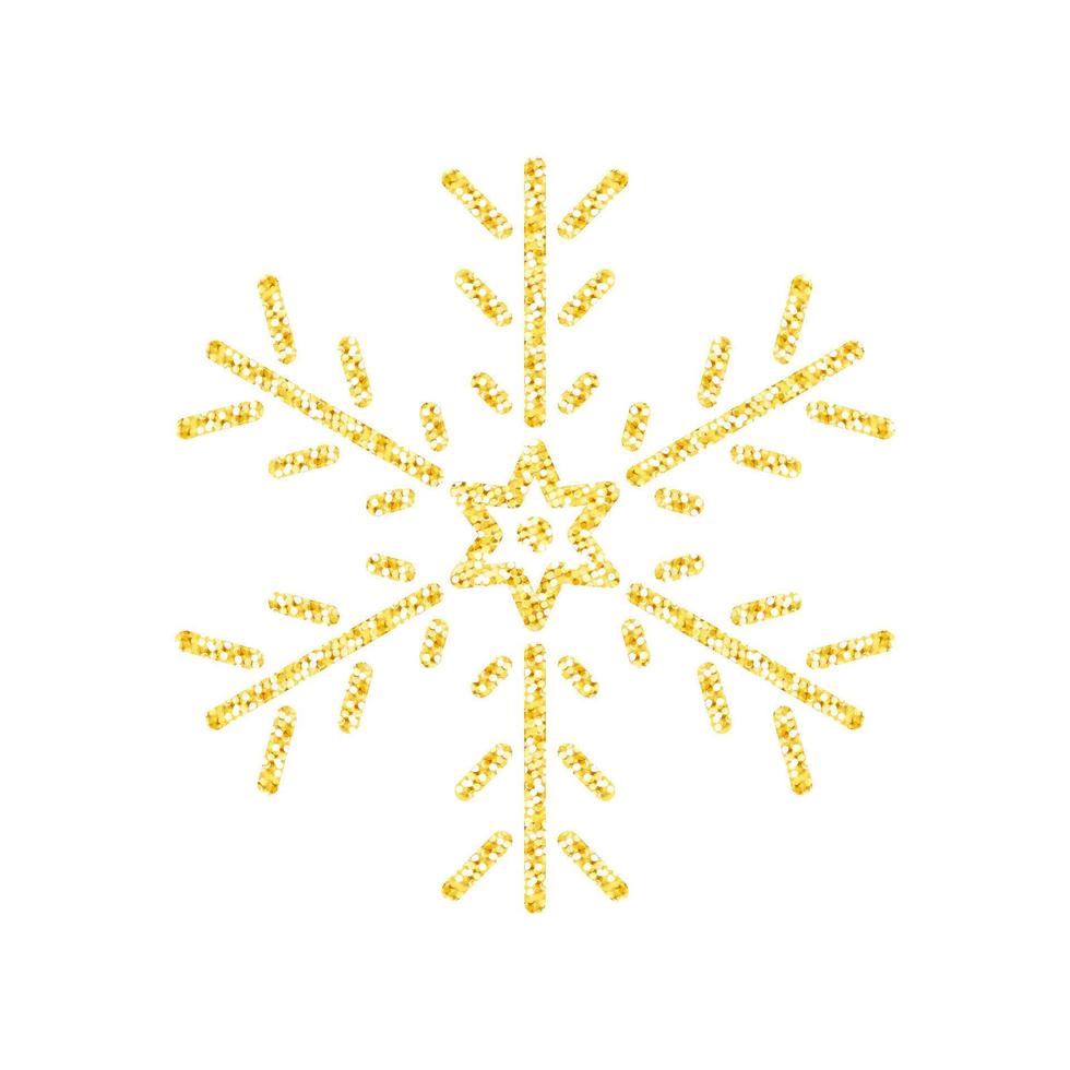 Gold glitter texture snowflake on white background for Christmas tree decoration, Vector, Illustration. vector