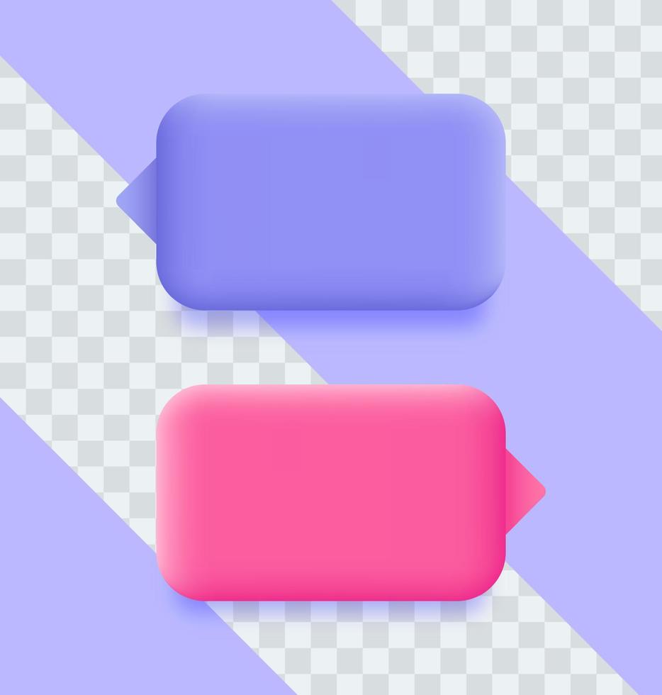 conjunto de iconos de burbujas de voz 3d. signo de cuadros de chat 3d en blanco mínimo. Ilustración vectorial 3d. vector