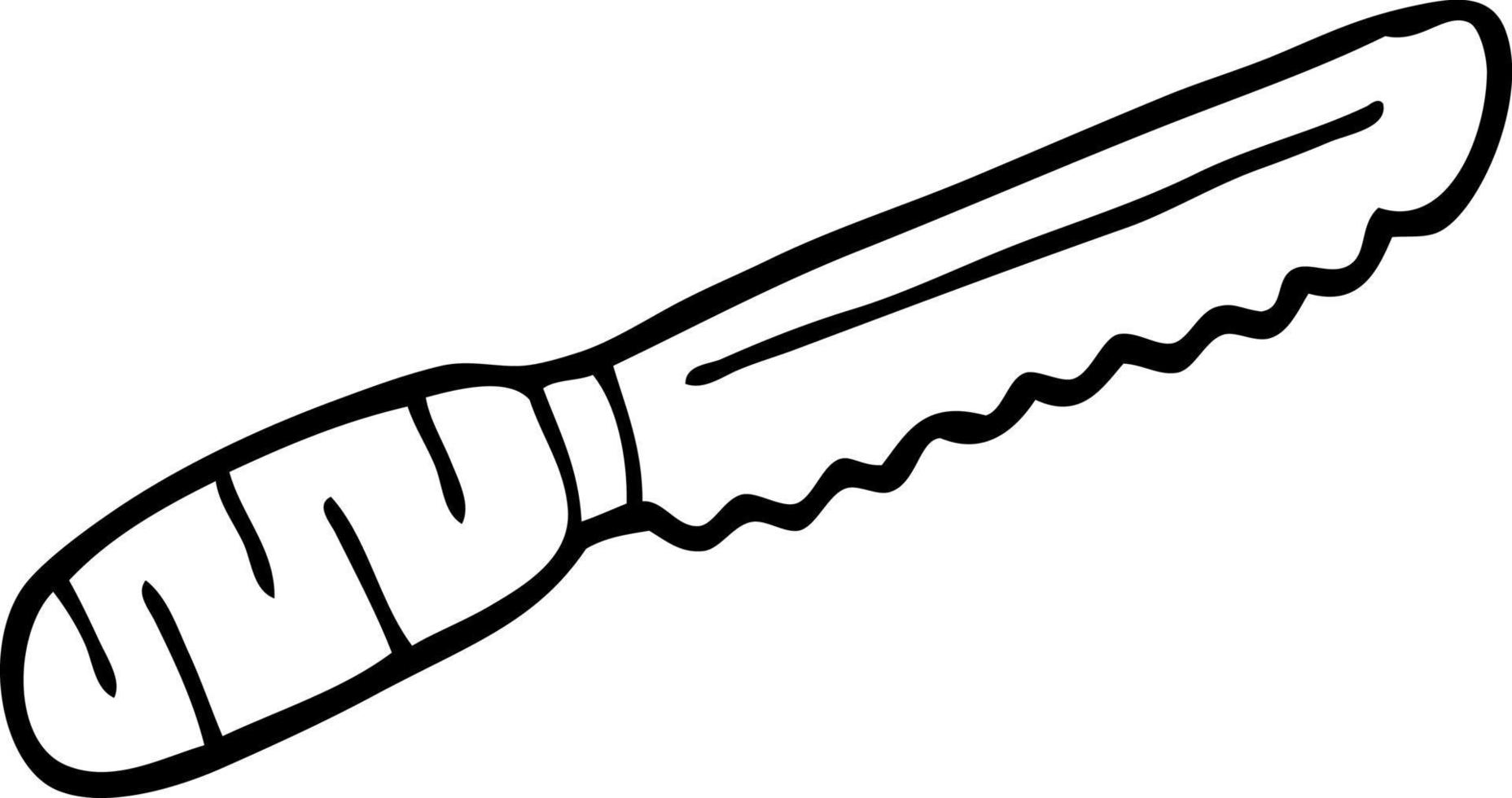 cuchillo de pan de dibujos animados de dibujo lineal vector