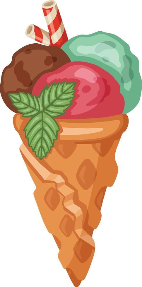 mint holiday colored sorbet, ice cream   illustration vector