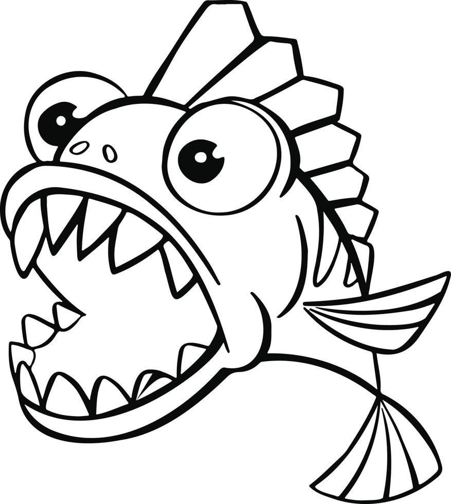 Line marine fish clown symbol  hand drawn vector