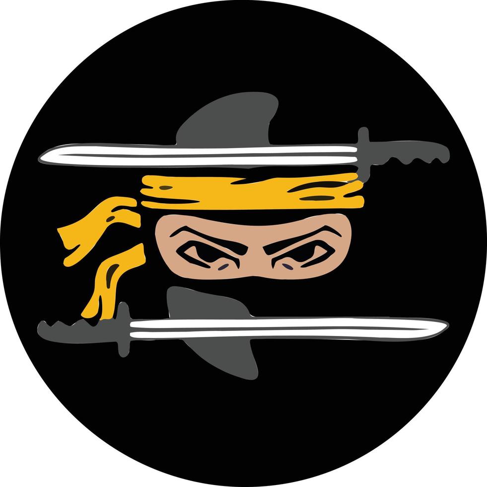 insignia, logotipo ninja, guerras de espadas, asesino, símbolo. vector