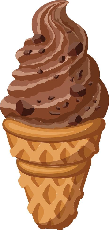 helado de chispas de chocolate, sorbete, ilustración vectorial vector