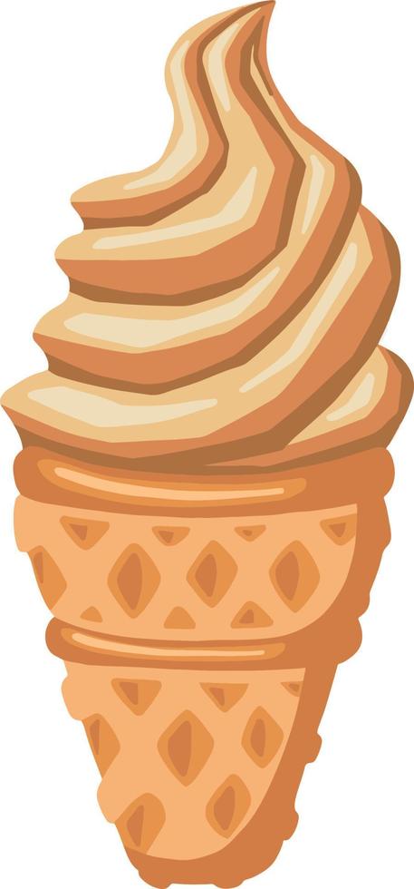 creamy ice cream cup waffle, sorbet,   vector illustration