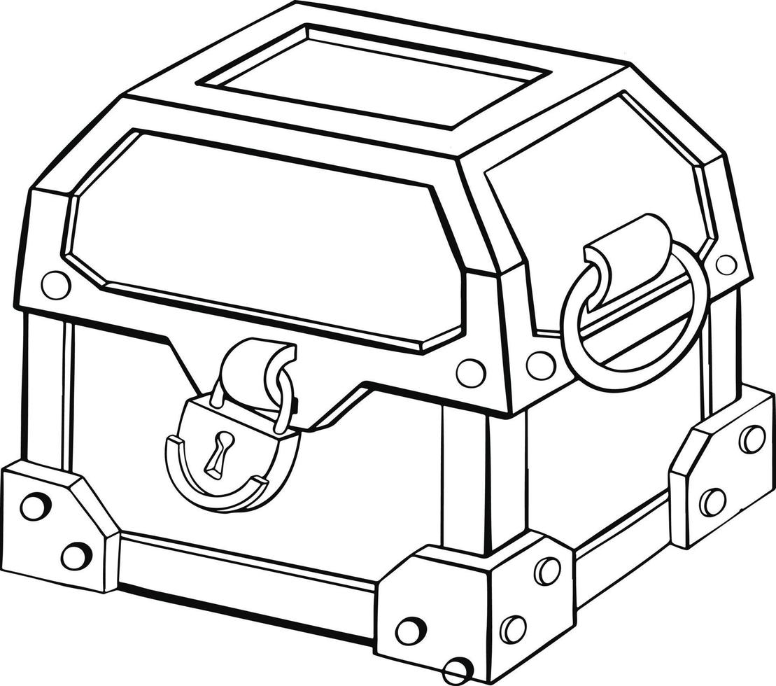 cofre de línea vintage, símbolo de archivo dibujado a mano vector