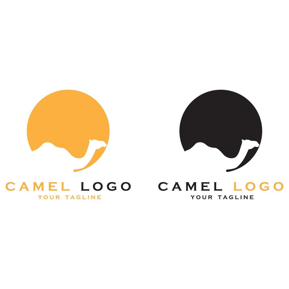 logotipo de camello creativo con plantilla de eslogan vector